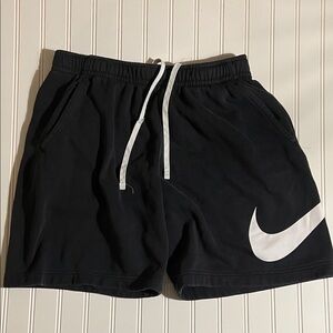 Nike Men's Black Shorts with White Swoosh